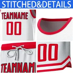 White Red Classic Sets Basketball Jersey 6