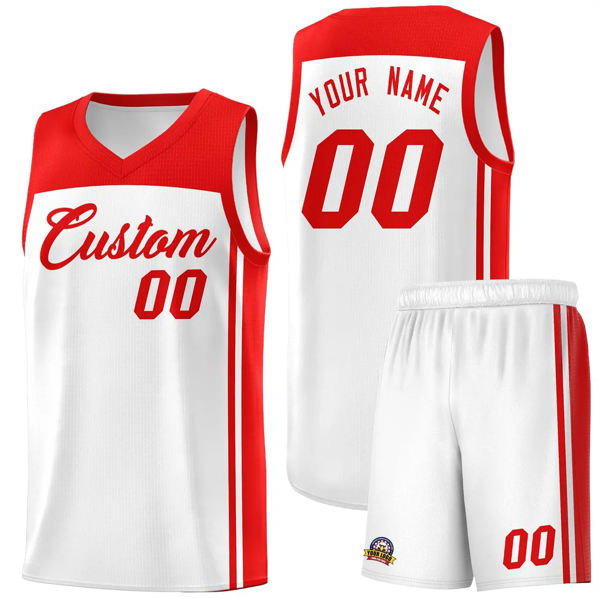 White Red Classic Sets Sports Basketball Jersey