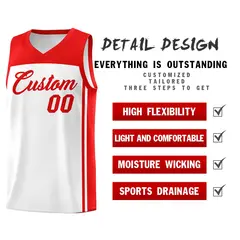 White Red Classic Sets Sports Basketball Jersey 2