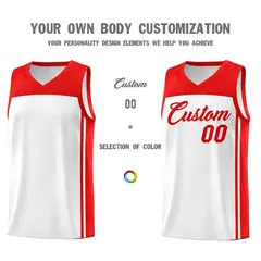 White Red Classic Sets Sports Basketball Jersey 3