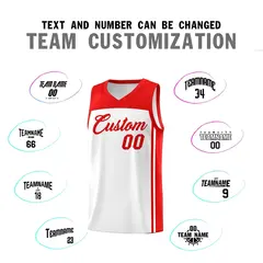 White Red Classic Sets Sports Basketball Jersey 4