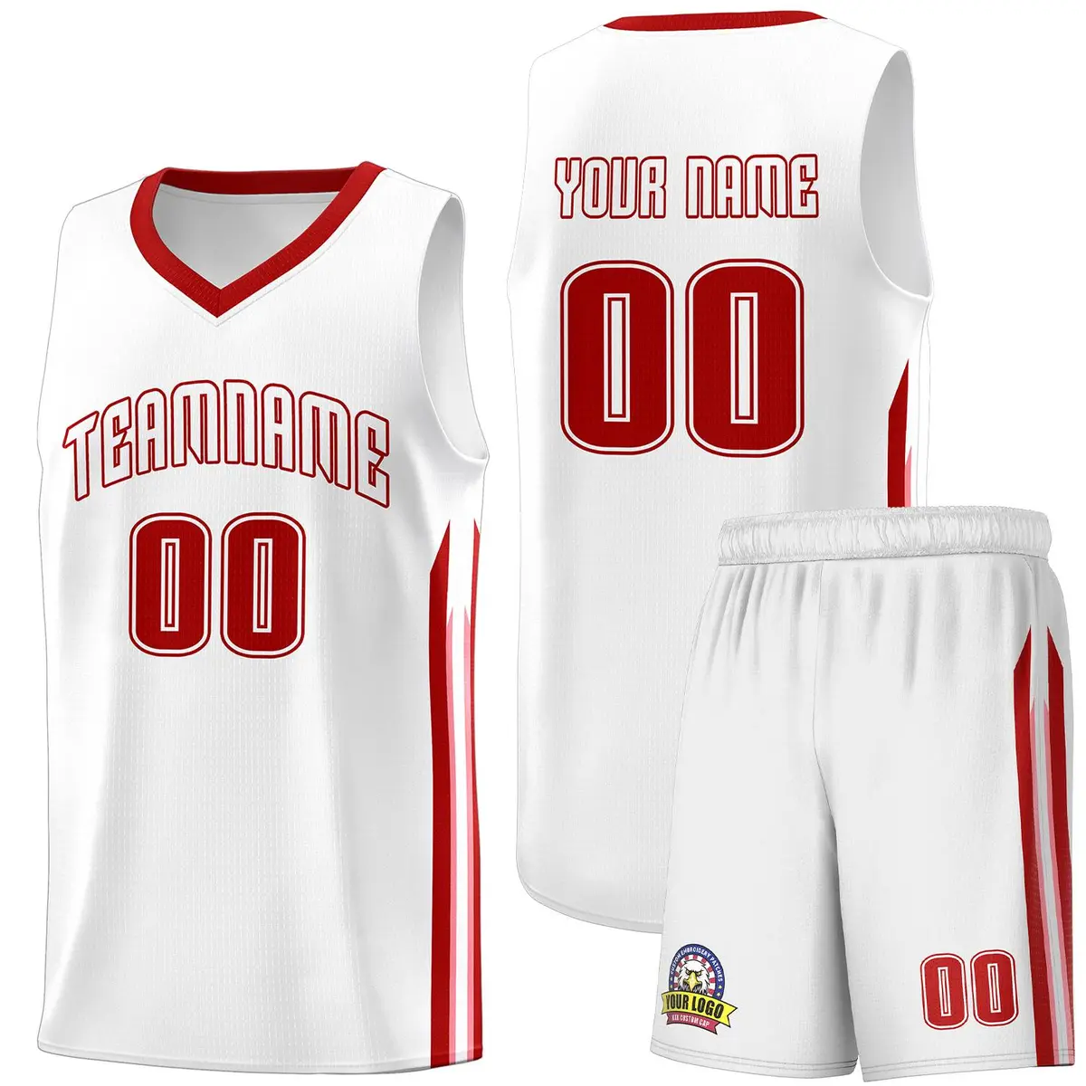 White Red Classic Sets Sports Basketball Jersey