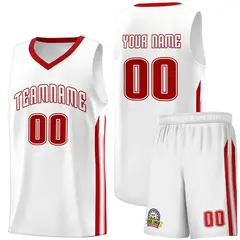 White Red Classic Sets Sports Basketball Jersey