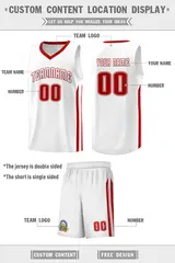 White Red Classic Sets Sports Basketball Jersey 2