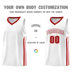 White Red Classic Sets Sports Basketball Jersey 3