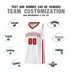White Red Classic Sets Sports Basketball Jersey 4