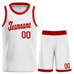 White Red Classic Sets Sports Basketball Jersey 1