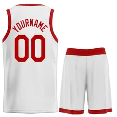 White Red Classic Sets Sports Basketball Jersey 2