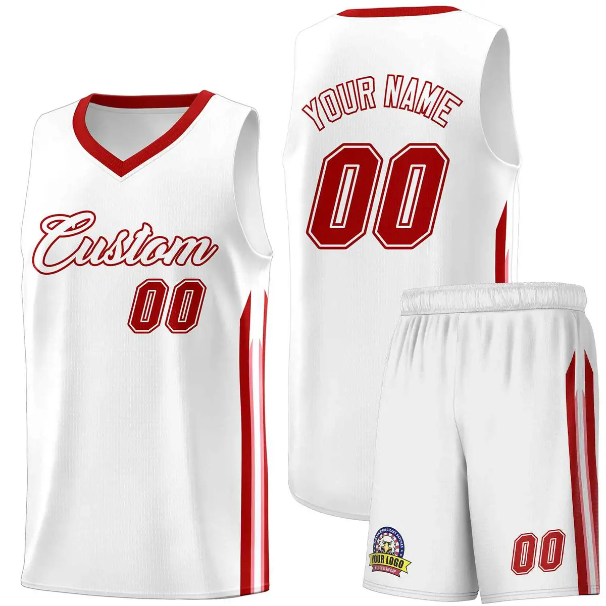 White Red Classic Sets Sports Basketball Jersey