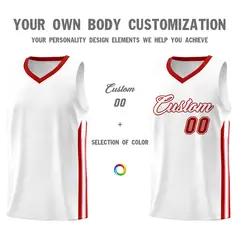 White Red Classic Sets Sports Basketball Jersey 3