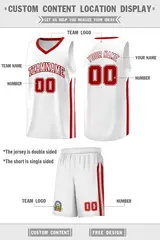White Red Classic Sets Sports Basketball Jersey 2