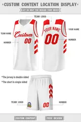 White Red Classic Sets Sports Basketball Jersey 2