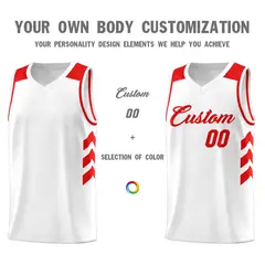 White Red Classic Sets Sports Basketball Jersey 3