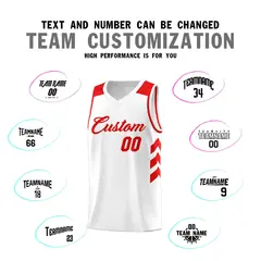 White Red Classic Sets Sports Basketball Jersey 4