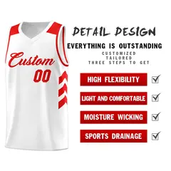 White Red Classic Sets Sports Basketball Jersey 5