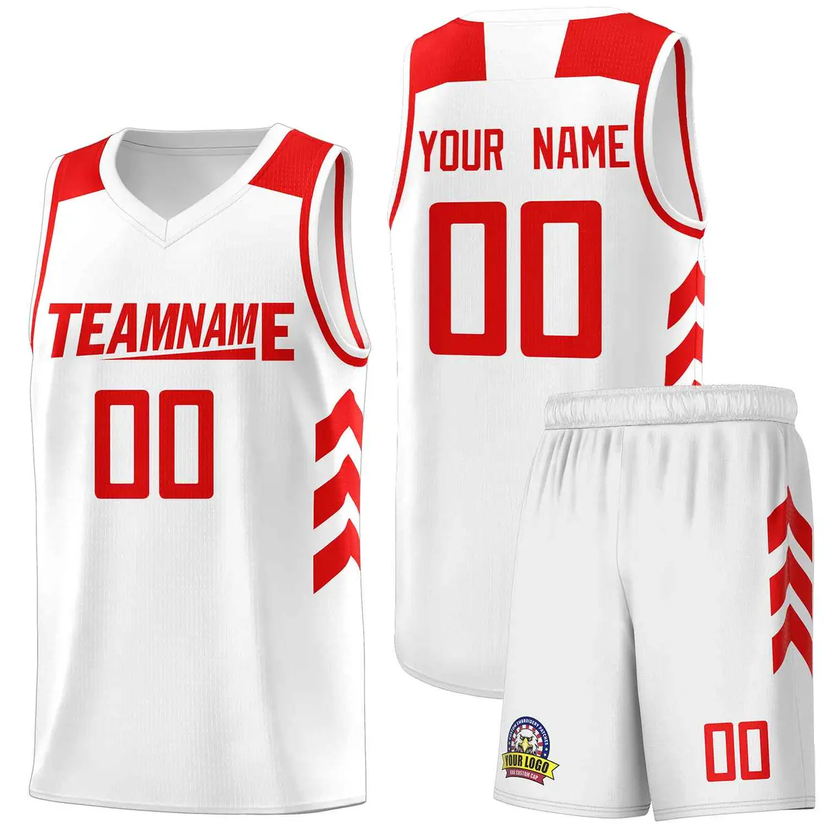 White Red Classic Sets Sports Basketball Jersey