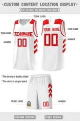 White Red Classic Sets Sports Basketball Jersey 2
