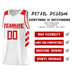 White Red Classic Sets Sports Basketball Jersey 5