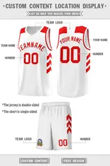 White Red Classic Sets Sports Basketball Jersey 2