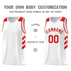 White Red Classic Sets Sports Basketball Jersey 3