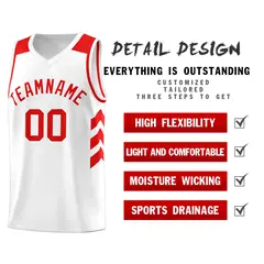 White Red Classic Sets Sports Basketball Jersey 5