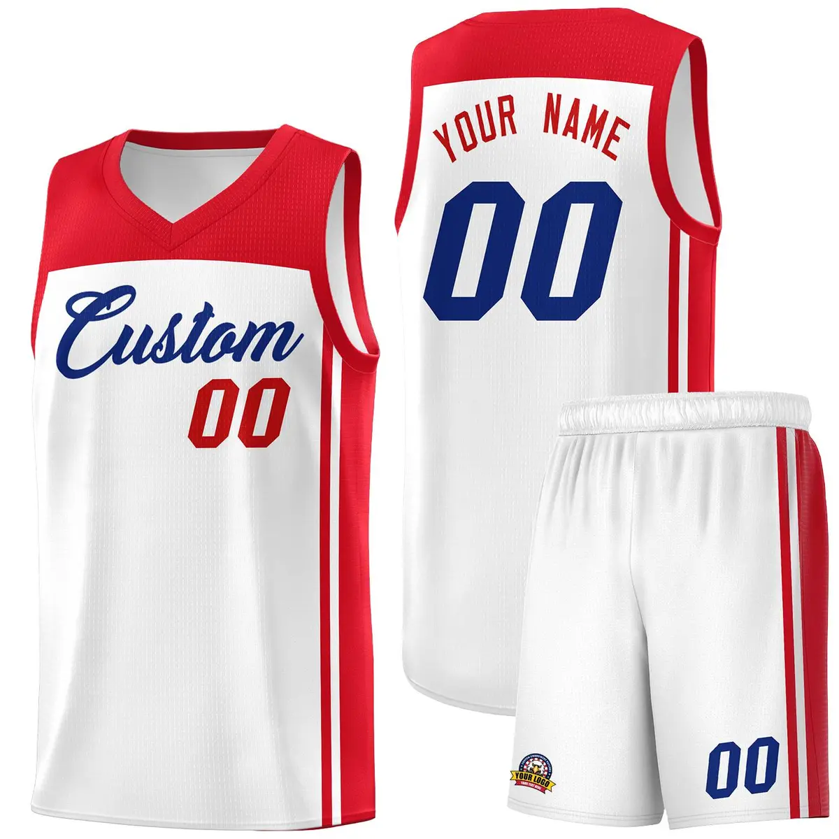 White Red Classic Sets Sports Basketball Jersey