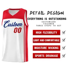White Red Classic Sets Sports Basketball Jersey 2