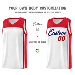 White Red Classic Sets Sports Basketball Jersey 3