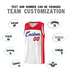White Red Classic Sets Sports Basketball Jersey 4