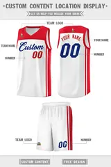 White Red Classic Sets Sports Basketball Jersey 5