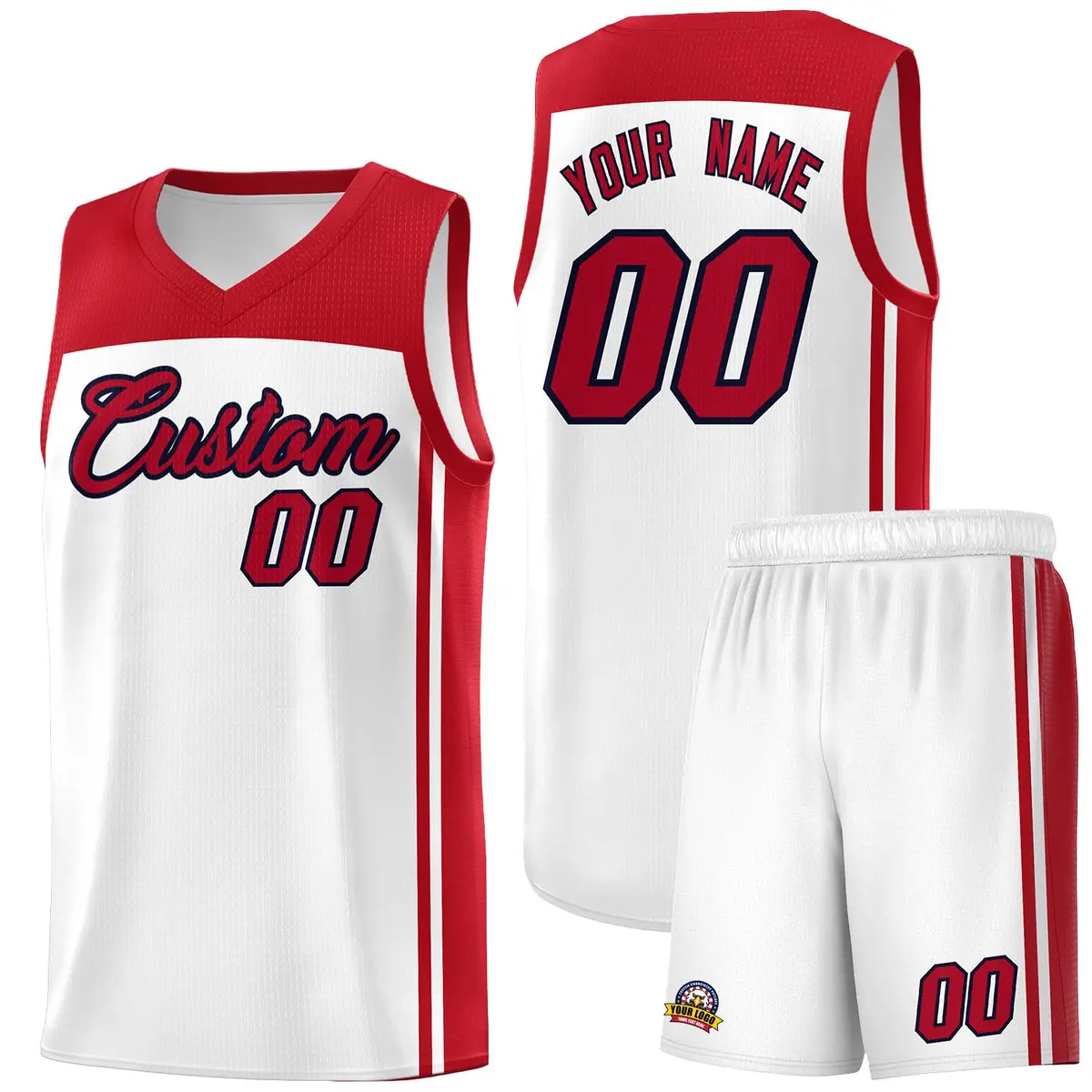 White Red Classic Sets Sports Basketball Jersey