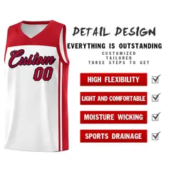 White Red Classic Sets Sports Basketball Jersey 2