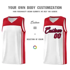White Red Classic Sets Sports Basketball Jersey 3