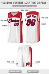 White Red Classic Sets Sports Basketball Jersey 5