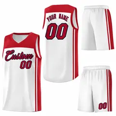 White Red Classic Sets Sports Basketball Jersey 6
