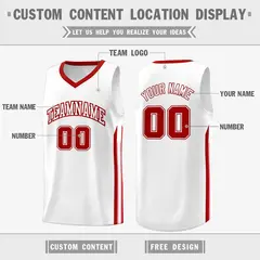 White Red Classic Sport Fashion Basketball Jersey 2