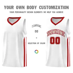 White Red Classic Sport Fashion Basketball Jersey 3