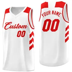 White Red Classic Sport Fashion Basketball Jersey