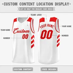 White Red Classic Sport Fashion Basketball Jersey 2
