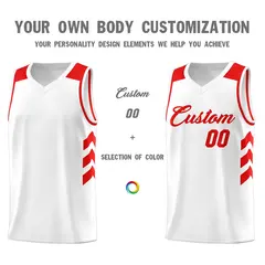 White Red Classic Sport Fashion Basketball Jersey 3