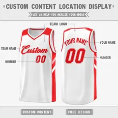 White Red Classic Sport Fashion Basketball Jersey 2