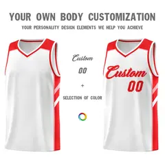 White Red Classic Sport Fashion Basketball Jersey 3