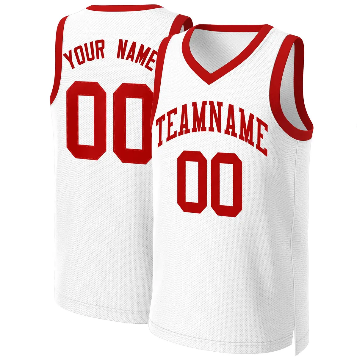 White Red Classic Team Basketball Jersey