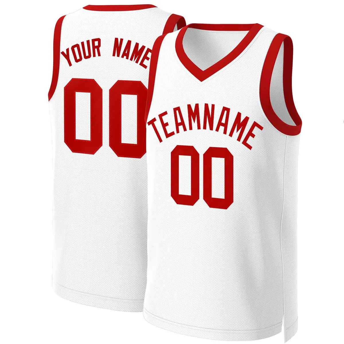 White Red Classic Team Basketball Jersey