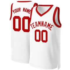 White Red Classic Team Basketball Jersey 1