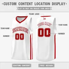 White Red Classic Tops Mesh Bull Basketball Jersey 2