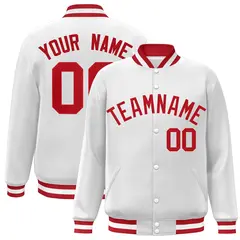 White Red Classic Varsity Full-Snap Letterman Jacket 1