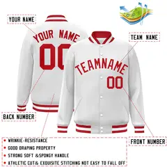 White Red Classic Varsity Full-Snap Letterman Jacket 2