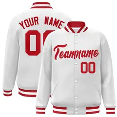 White Red Classic Varsity Full-Snap Letterman Jacket 1