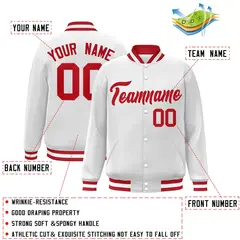 White Red Classic Varsity Full-Snap Letterman Jacket 2